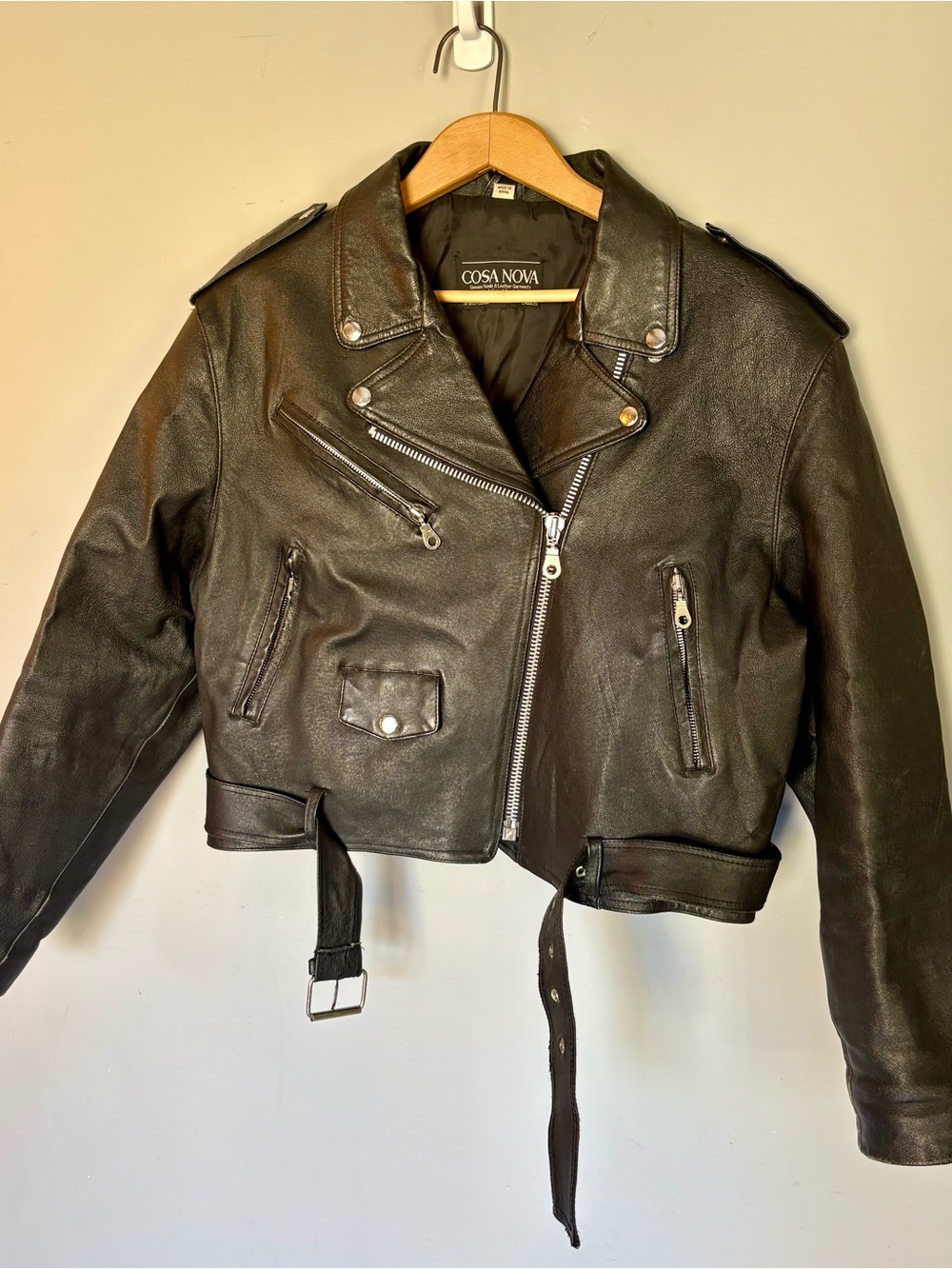 Vintage Cosa Nova boxycropped leather biker jacket